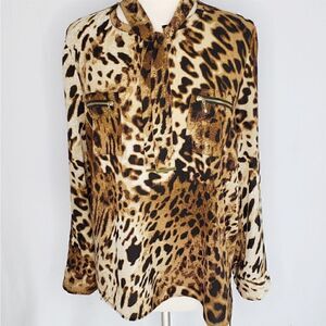 Rafaella Animal Print long Sleeve Blouse